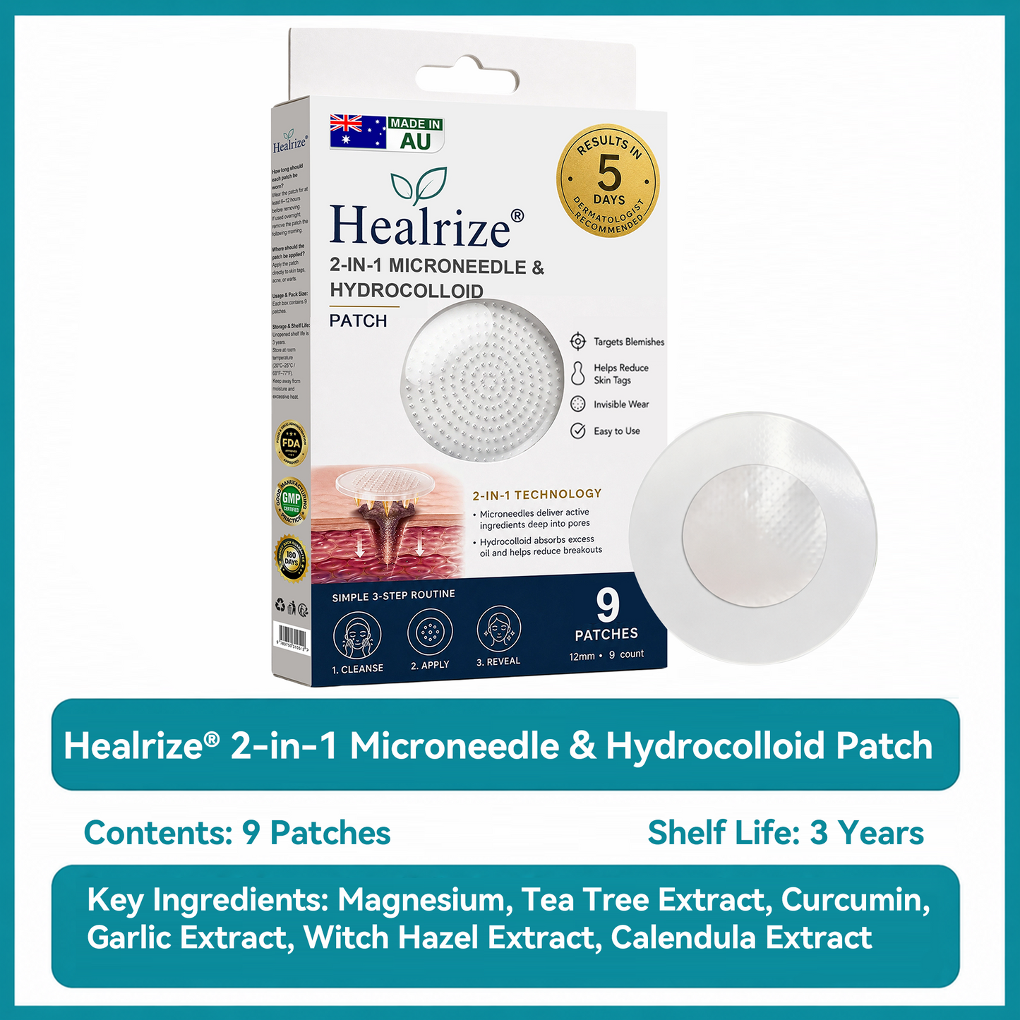 🇳🇿✅𝐇𝐞𝒂𝒍𝗿𝗶𝙯𝙚®2-in-1 Microneedle & Hydrocolloid Patch🎉| Removes Raised Moles, Acne, Flat Warts & Skin Tags | Helps Improve Wrinkles, Scars & Blemishes | Invisible Patches for Face & Body