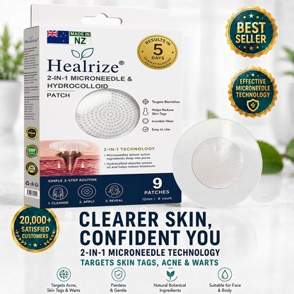 🇳🇿✅𝐇𝐞𝒂𝒍𝗿𝗶𝙯𝙚®2-in-1 Microneedle & Hydrocolloid Patch🎉| Removes Raised Moles, Acne, Flat Warts & Skin Tags | Helps Improve Wrinkles, Scars & Blemishes | Invisible Patches for Face & Body