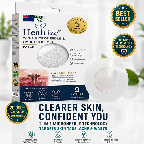 🇳🇿✅𝐇𝐞𝒂𝒍𝗿𝗶𝙯𝙚®2-in-1 Microneedle & Hydrocolloid Patch🎉| Removes Raised Moles, Acne, Flat Warts & Skin Tags | Helps Improve Wrinkles, Scars & Blemishes | Invisible Patches for Face & Body